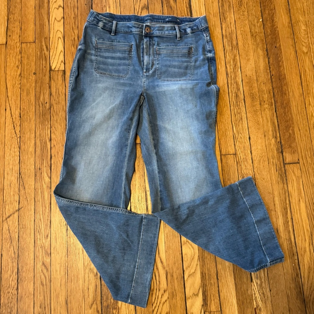 J Jill Denim Womens Blue Medium Wash High Rise Flare Jeans 16 Plus Size